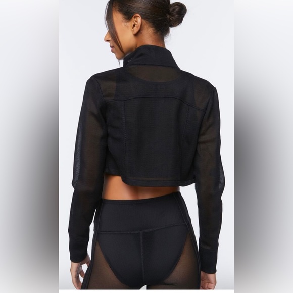 Forever21 Active Mesh Zip-Up Cropped Jacket - Picture 3 of 4